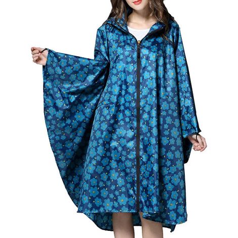 Imperméable femme réutilisable, poncho pluie léger avec capuche, imperméable urbain compact, coupe-vent portable pour voyage, imperméabilisant durable (1/5)