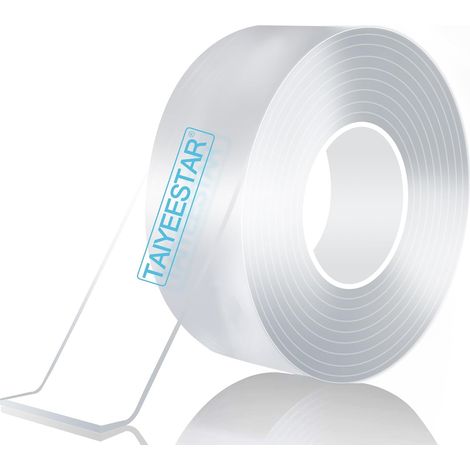 Ruban Adhésif Double Face Robuste Extra Fort 5M, Nano Tape Transparent et Amovible pour Tapis et Voitures, Largeur 20mm, épaisseur 1mm (1/5)