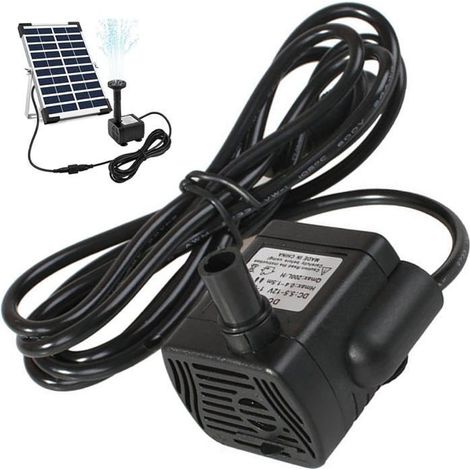 Pompes de fontaine solaire, pompes à eau solaire, DC 5.5V-12V 3W Panneaux solaires non inclus 300L / h Pompes à eau imperméable (1/5)