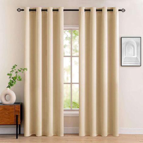 Tenda oscurante termica beige con occhielli, 140x225 cm