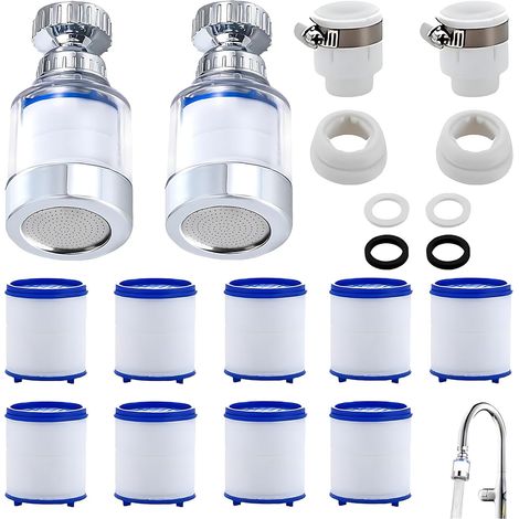 Leitungswasserfilterset (14-teilig): 2 x 360°-Filter