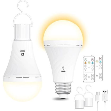 Dos bombillas LED recargables vía USB，con mando a distancia y temporizador，casquillo E26，aptas para lámparas de mesa (1/5)