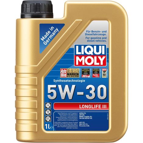 Huile moteur Longlife III 5W-30 Huile synthétique ACEA C3 API SN API CF 1 L Compatible avec VW Golf 7 3/5 portes 5G1, BQ1, BE1, BE2 Golf 4 3/5 portes 1J1 Golf 5 3/5 portes 1K1, BMW (1/5)