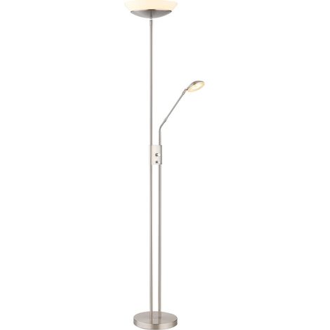 Lampe Mère et Enfant Nickel Mat Abat-jour en Verre Opale LED Dimmable 3000K Variateur Tactile