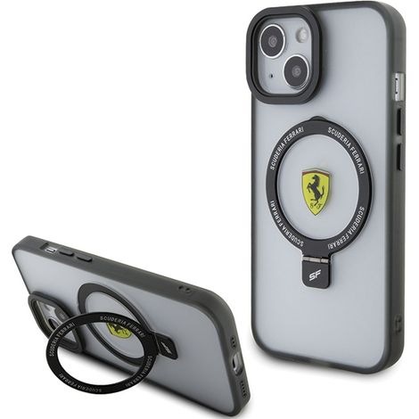 Ferrari FEHMP15SUSCAK iPhone 15 / 14 / 13 6.1" negro/negro carcasa rígida con soporte de anillo Colección 2023 MagSafe (1/5)