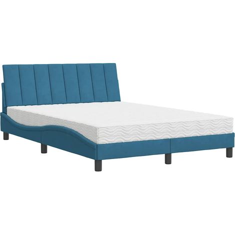 Cama con colchón Hanko azul terciopelo 120x200 cm vidaXL (1/5)