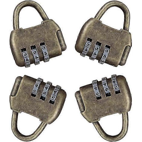 Cadenas à code (lot de 4) - Cadenas antivol à combinaison 3 chiffres style rétro - Cadenas vintage (1/4)
