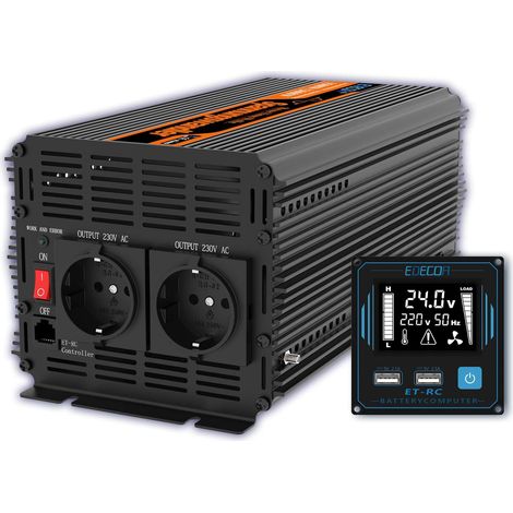 convertisseur 24v 220v Camion Pur Sinus 1500w onduleur télécommande 2X USB écran pour Panneau Solaire Isolation galvanique (2e génération) (1/5)