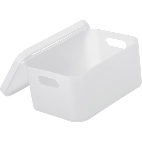 Boîte de rangement pour maquillage en plastique transparent dépoli, anti-poussière, avec couvercle, idéale pour le bureau et la maison. (1/5)