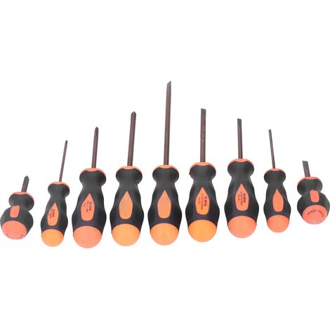 Jeu de 5 tournevis plats et 4 cruciformes magnétiques, précision 9 pièces, kit professionnel de réparation avec étui de rangement (9916). (1/5)