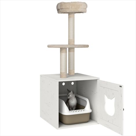 Maison pour chat avec cache-litière et arbre à griffer 129 cm (1/5)