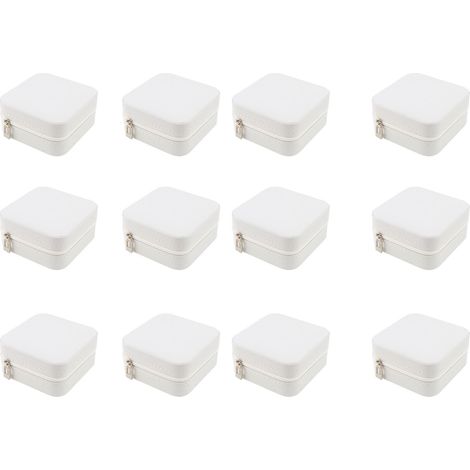 Organisateur bijoux voyage petit mini étui portable PVC – Boîte stockage bagues boucles colliers blanc 12 pièces (1/2)