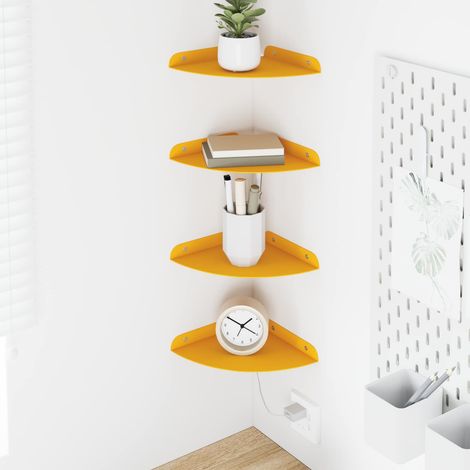 vidaXL Corner Floating Shelf 4 pcs Mustard Yellow 18 x 18 x 2 cm (1/5)