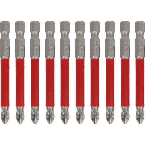 Embouts De Visseuse Ph2 Magnétiques - Tige Hexagonale Antidérapante - Pour Perceuse Électrique Et Manuelle - Lot De 10 Pièces 70mm (1/5)