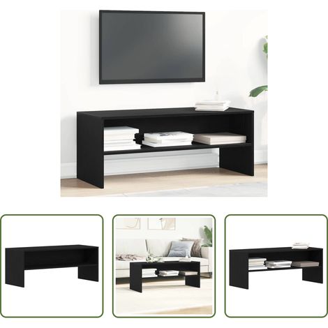 Rangement salon - Meuble TV chêne noir 100x40x40 cm bois d'ingénierie (1/5)