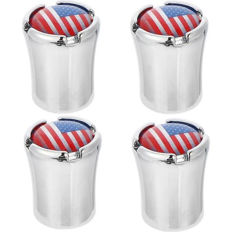Bouchon de valve de pneu blanc en acier inoxydable compatible avec les voitures, lot de 4, protection anti-poussière pour pneus (1/5)