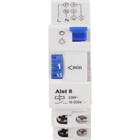 1 Interrupteur minuterie escalier, 16A 230V, moteur synchrone, montage rail DIN, éclairage couloir (1/5)