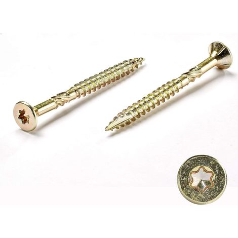 Torx-Holzschrauben – 500er-Packung – Gelb verzinkter Stahl – Senkkopf – Für Spanplatten und Terrassendielen – 4,5 x 60 mm (1/5)