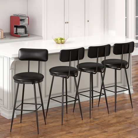 Lot de 4 Chaise de Bar avec Sièges Rembourrés, tabourets hauts 38x39.7x92 cm, Chaise Haute Cuisine avec Repose, Siège de Cuisine, pieds métalliques robustes, Pour cuisine et salle à manger (1/5)