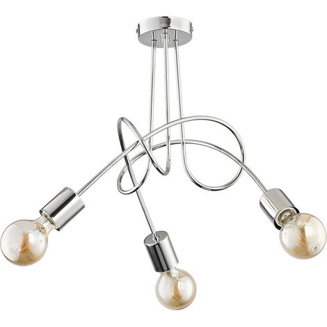 Alfa Tango Chrome 3-Light Chandelier Ceiling Pendant Lamp, Polished Metal, E27 3x60W, Dimmable, IP20, Modern Living/Dining Room Lighting, 48cm, 41cm H, Model 24463 (1/3)