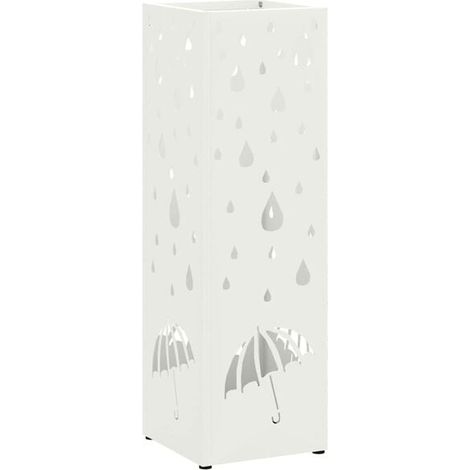 Porte-parapluie avec fonction de rangement, blanc, 15,5 x 15,5 x 49 cm, métal. (1/5)