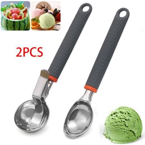 Cuillère à Glace - Non spécifié - Avec Gâchette - Acier Inoxydable - Silicone - Gris (1/4)