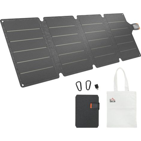 Chargeur solaire pliable 36W panneau solaire portable ports type-C et USB-a imperméable IP67 89,8 x 27,9 x 1 cm gris (1/5)