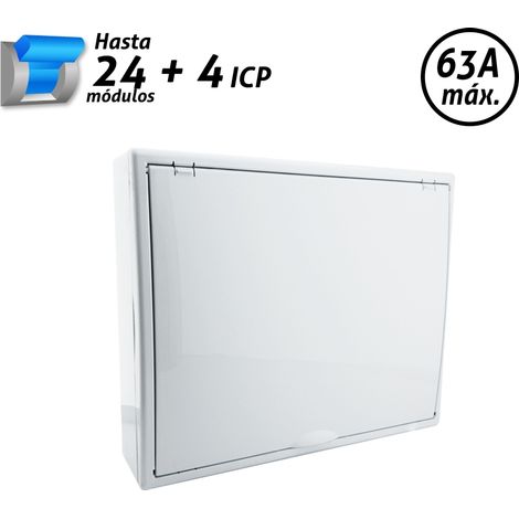 Caja de ICP y distribución hasta 63A superficie 4 + 24 módulos Arelos