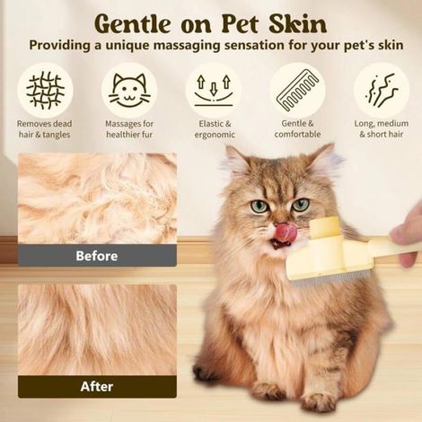 Pettine per la rimozione dei peli di animali domestici, spazzola autopulente per cani e gatti, colore giallo - ALTRO (1/4)