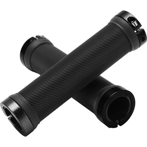 2 Poignées Vélo Caoutchouc Antidérapant Guidon Bicyclette avec Embouts Plastique pour 22mm Route VTT Remplacement Noir (1/5)