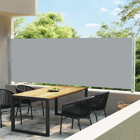 Store banne, Auvent latéral rétractable de patio, Paravent extérieur 600x160 cm Gris OWV15921 DESIGN IN (1/5)