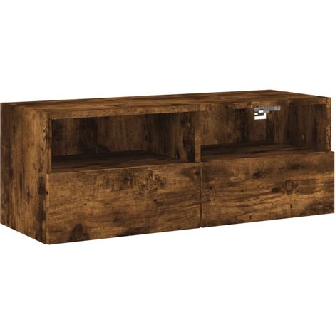 Mobile TV multimediale scaffale TV credenza TV sala da pranzo soggiorno camera da letto a parete rovere affumicato 80 x 30 x 30 cm legno ingegnerizzato marrone 020028139