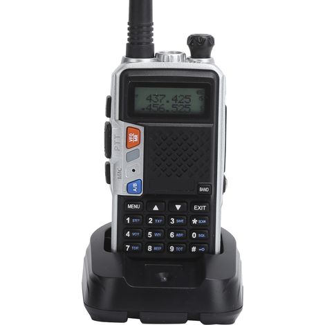 Kit de talkie-walkie portable avec écran LCD et clip arrière, 100-240 V, argenté, prise UE. (1/5)