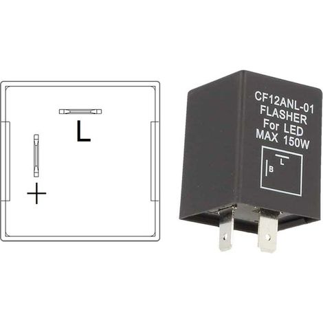 Flasher Led Lampeggiatore Rele Relay 2 Pin CF12 Positivo Sinistra 12V Per Frecce Led Auto Americane (1/3)
