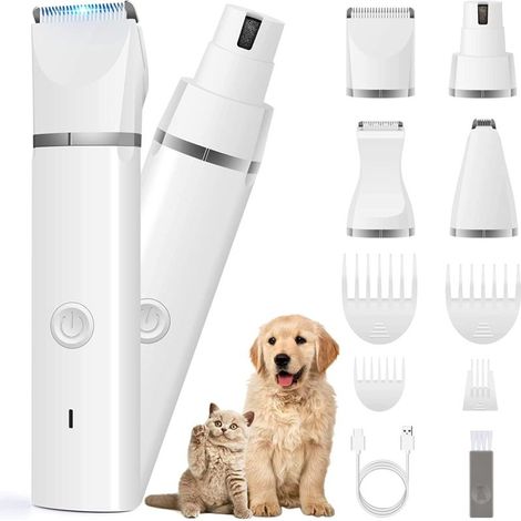 Tondeuse chien électrique, 4 têtes et sabots, rechargeable USB (4 pièces) (1/5)