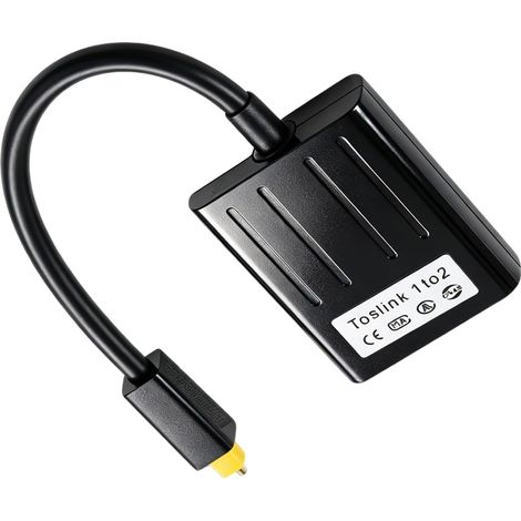 Répartiteur Câble Optique Audio Numérique, Toslink Répartiteur Audio Optique Numérique S/PDIF 1 Entrée Mâle Vers 2 Sorties Femelle, pour TV, Barre de Son, Lecteurs CD/DVD, Systèmes Home Cinéma (1/5)