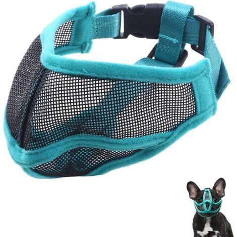 Kurznasiger Hundemaulkorb – Verstellbarer, atmungsaktiver Netzmaulkorb – Geeignet für Bulldoggen und kleine Hunde – Verstellbare Schnauzenabdeckung – Größe M – Grün – Ca. 27–36 cm Umfang