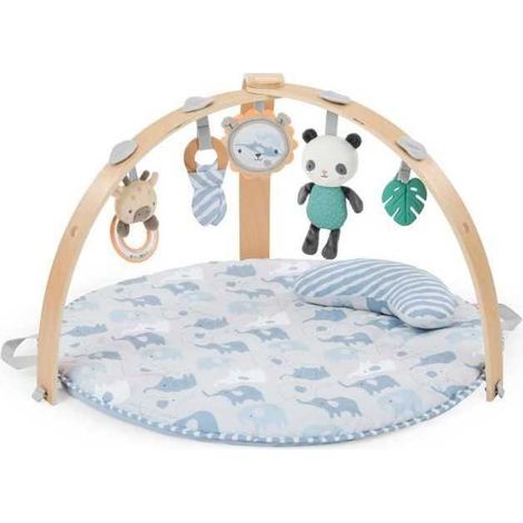 INGENUITY Faltbare Baby-Spielmatte Cosy Spot Elephant, wendbares Kissen, Holzspielbogen, Spiegel und sensorische Spielzeuge für Babys (1/3)