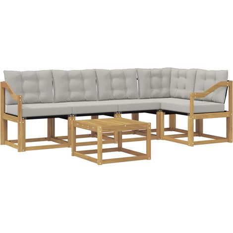 Outdoor Sofa Set with Cushion 6 pcs White and Light Grey vidaXL