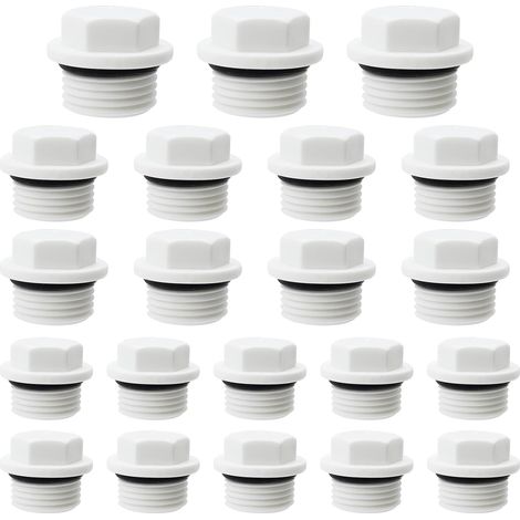 Bouchon Plomberie - 30 Pièces - Plastique - Fileté Hexagonal - Étanche Avec Rondelle - 1/2, 3/4 Et 1 Pouce (1/5)