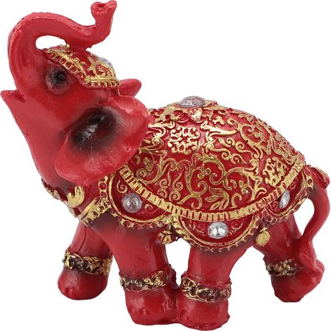 Statue Éléphant Feng Shui Rouge - Éléphant Porte-Bonheur en Résine pour Décor Maison (1/5)