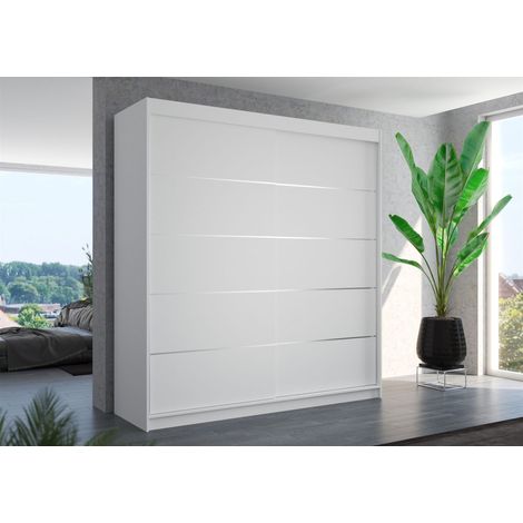 Schiebetürenschrank Schrank Nr.420 in Weiß matt 200x215x58 cm (1/3)