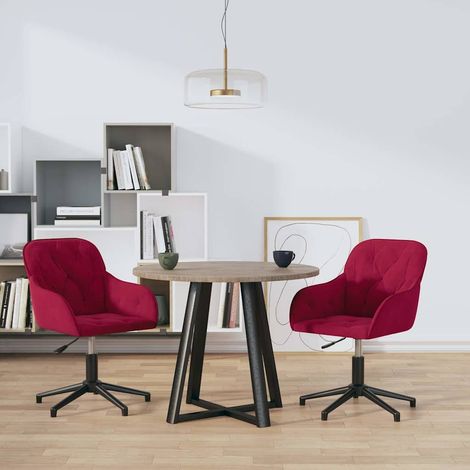 vidaXL Sillas de comedor giratorias 2 unidades terciopelo rojo tinto (1/5)