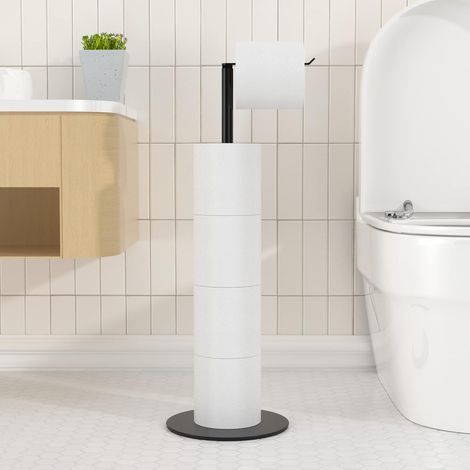 Toilettenpapierhalter – Edelstahl – Faltbar und mit beschwertem Boden – Für Bad und Küche – Silber – 20,6 x 20,6 x 59 cm (1/5)