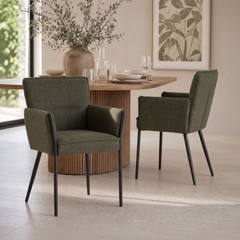 Lot de 2 fauteuils repas en tissu vert foncé et métal noir - ZESPA (1/5)