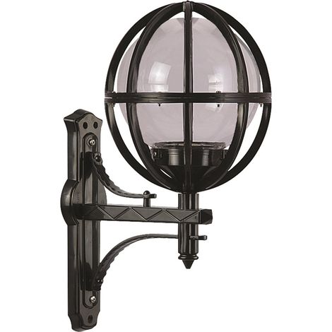 WELLHOME Applique globe coudée avec abat-jour gris pour extérieur, abs, noir, 40x30x62, douille E 27 Max 60 W (1/3)