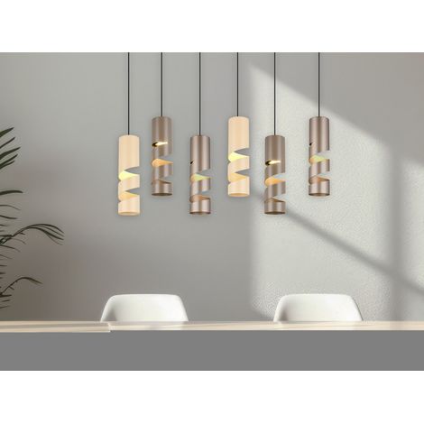 Moderne LED Pendelleuchte 6-flammig aus Metall in Coffee Tönen, B:100cm (1/5)