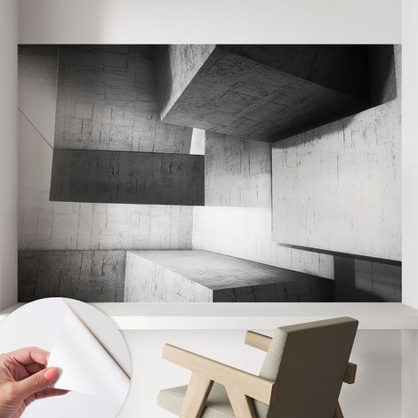 Papier peint adhésif décoratif pour chambre et salon Design moderne à poser facilement Sculptures géométriques 104x70 cm (1/5)
