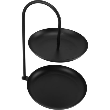 Présentoir à desserts, présentoir à fruits rond à 2 niveaux en fer noir, idéal pour les fêtes, mariages, anniversaires et la maison. (1/5)