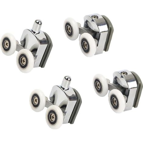 (23 mm) Roulettes de Porte de Douche, 4-teiliges Set, Doppel-, langlebige und leise Roulettes, Roulette Porte Coulissante Douche (1/5)